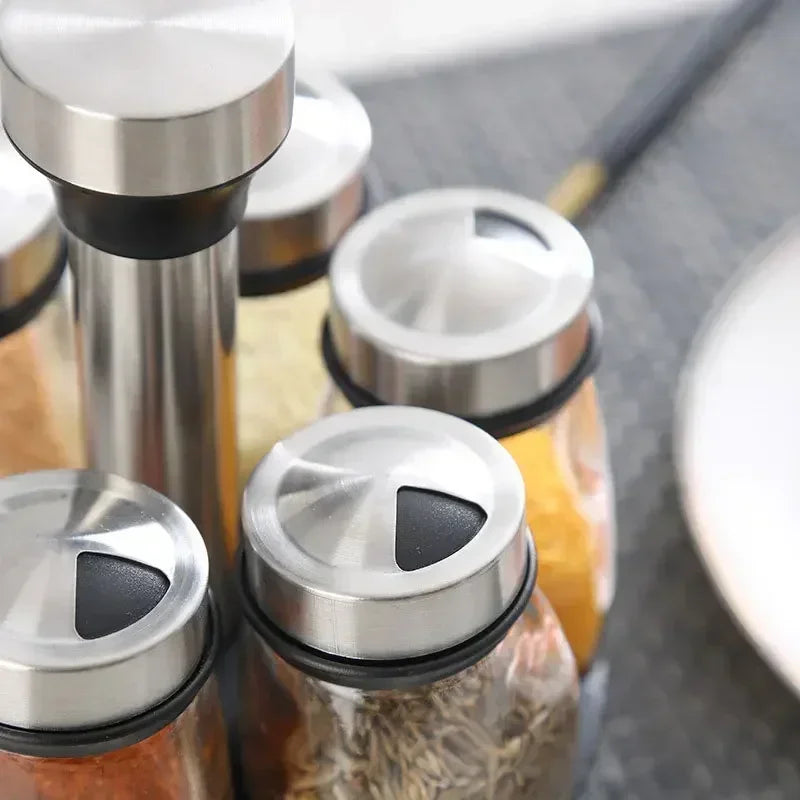 Sleek & Organized Glass Spice Jar Set