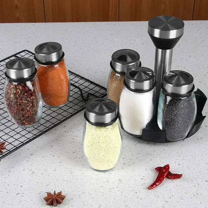 Sleek & Organized Glass Spice Jar Set